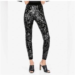 Express Black Sequin Leggings